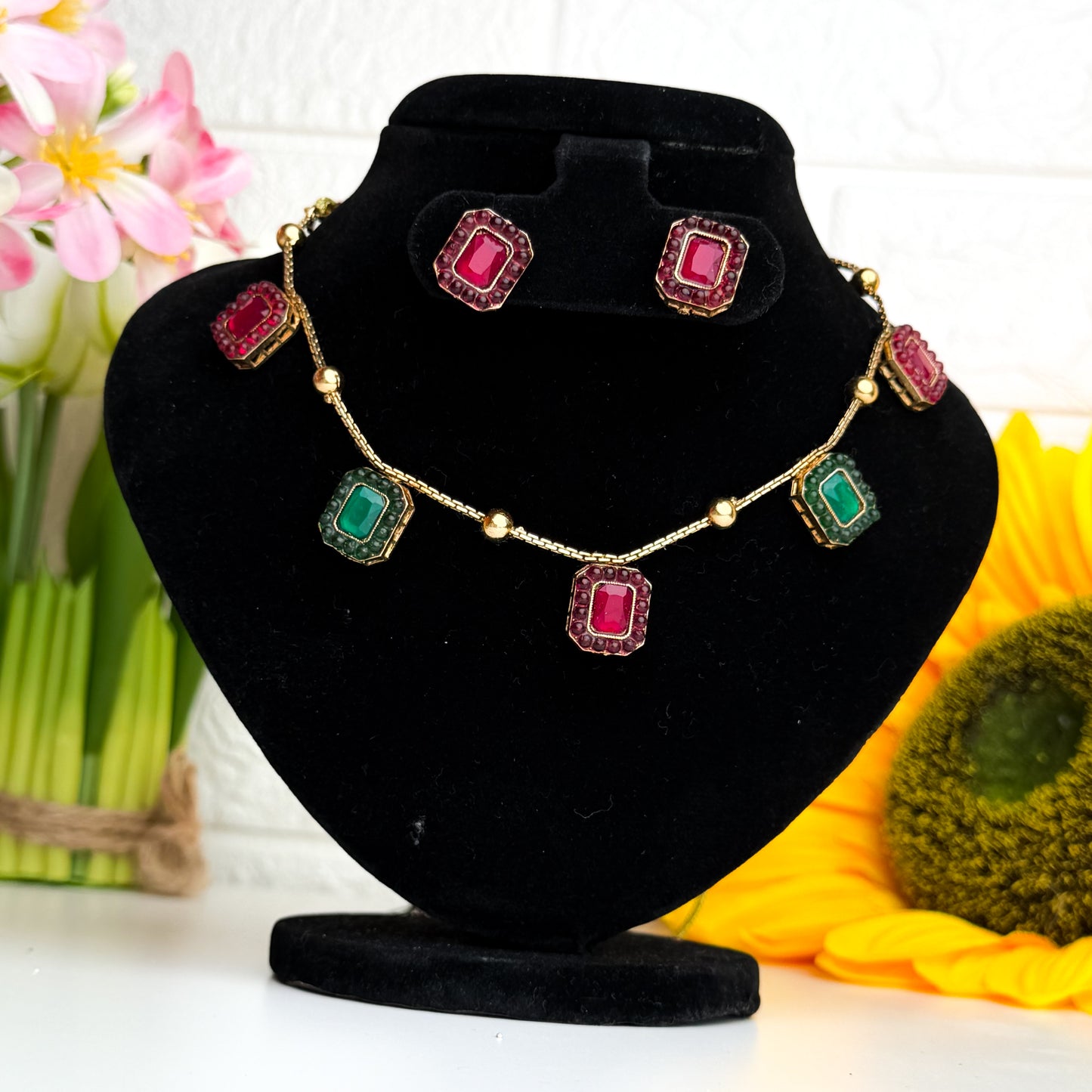 Dual Gem Statement Set 💚❤️✨
