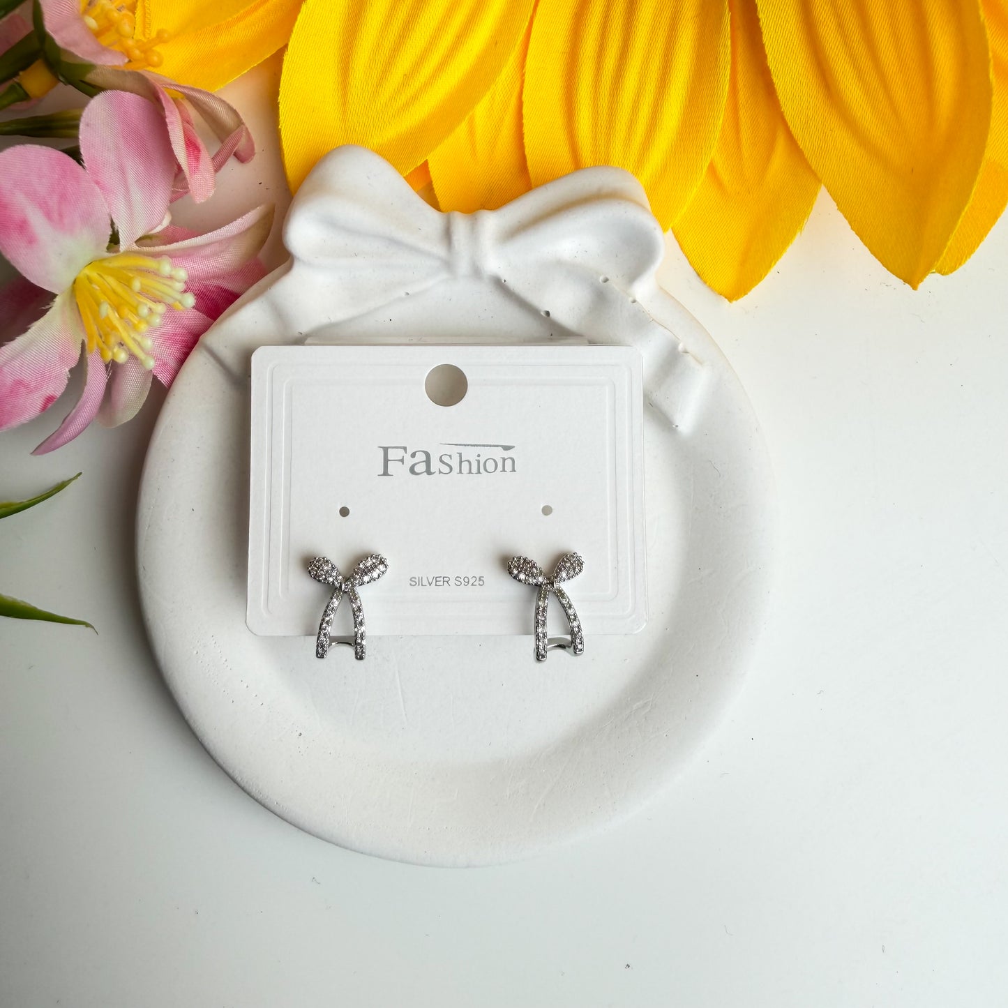 Crystal Bow Drop Studs