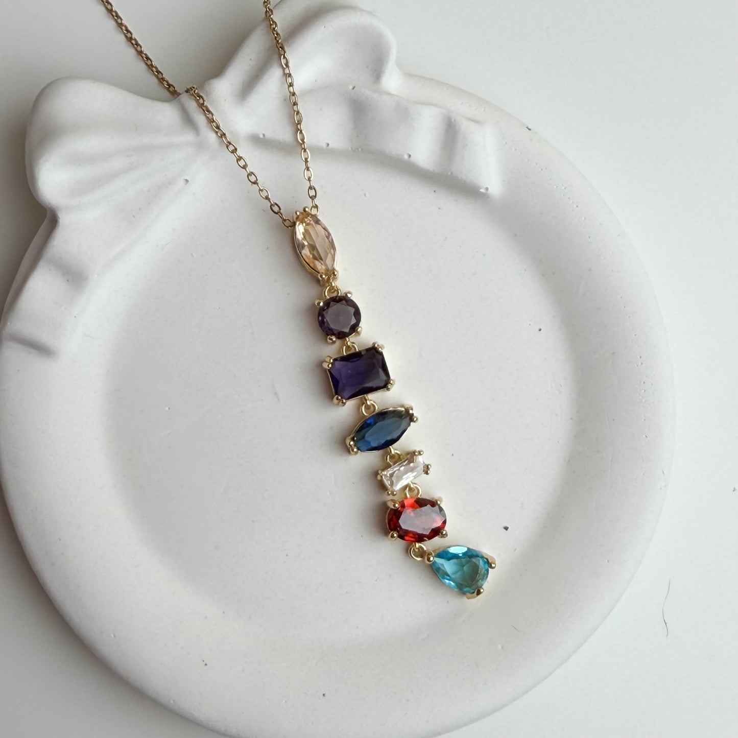 Rainbow Gem Drop Necklace