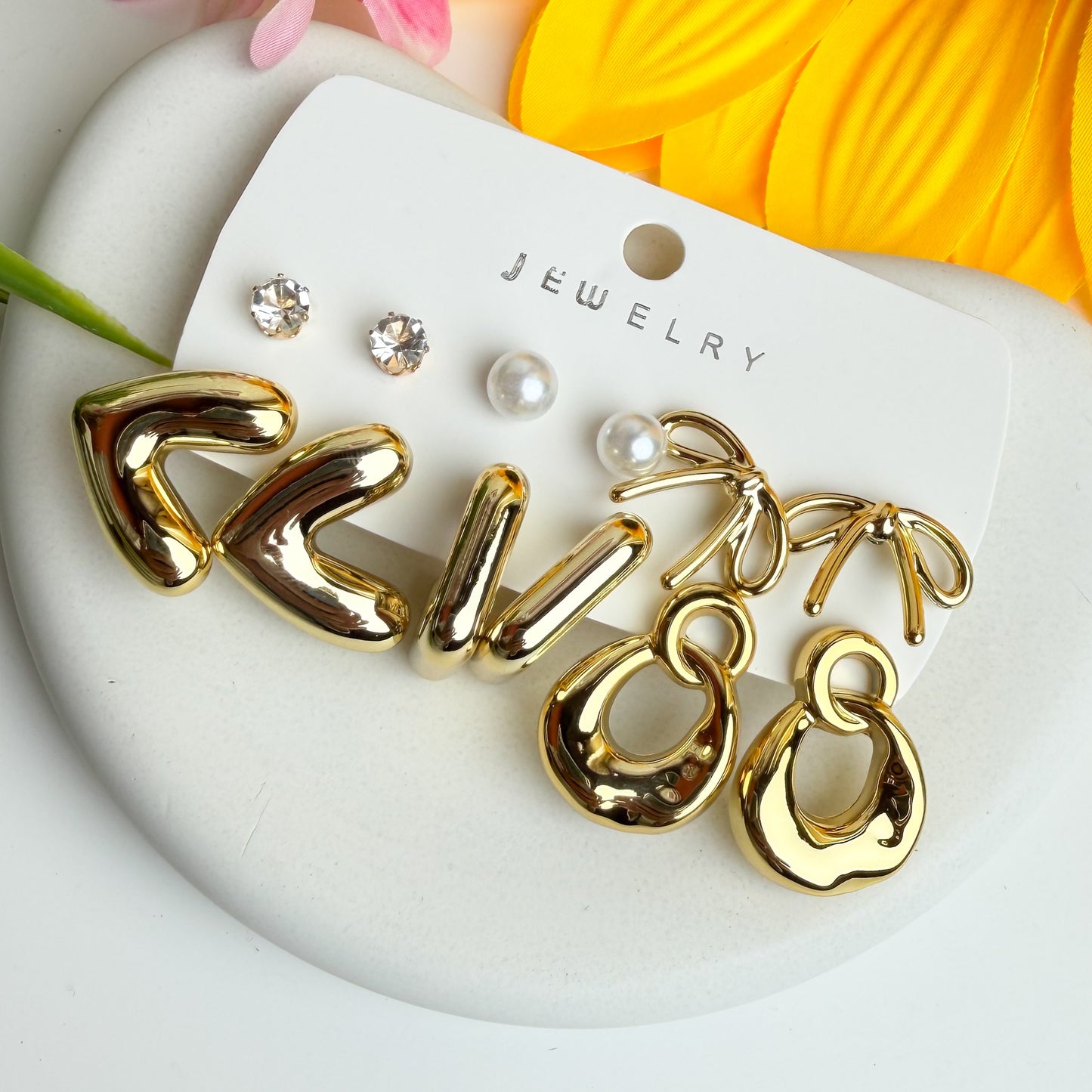 Golden Chic 6-Pair Stud Set