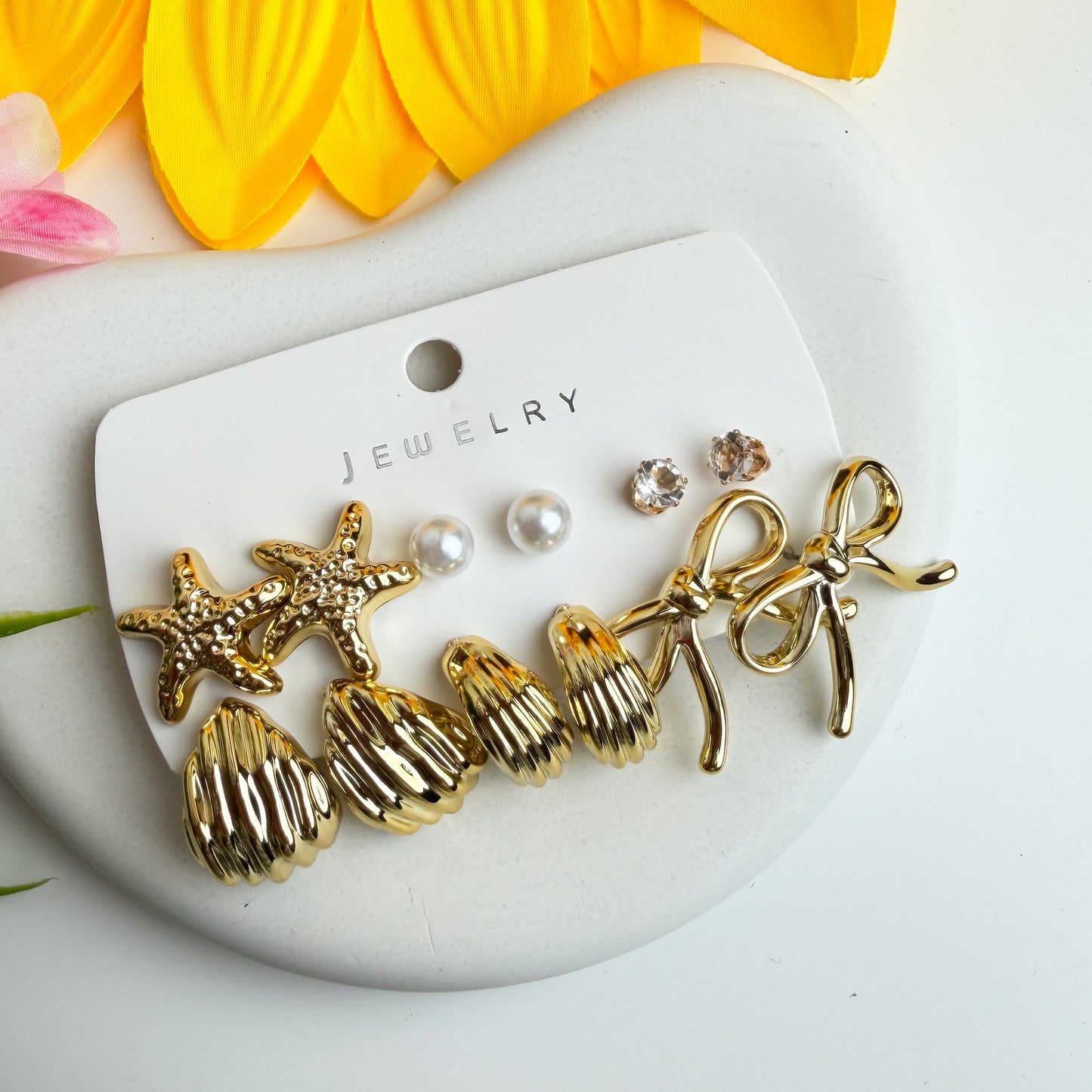 Golden Glam 6-Pair Stud Set
