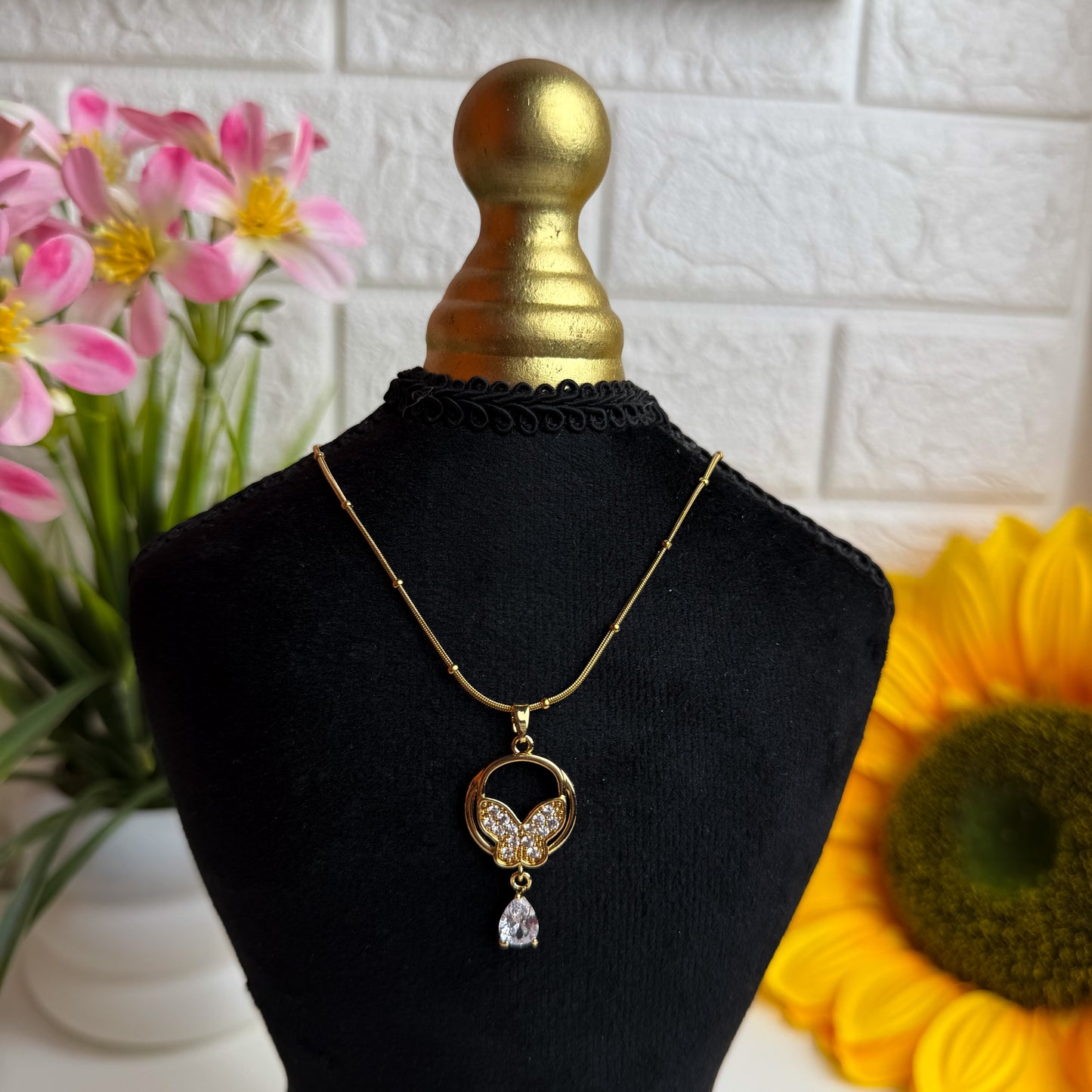 Butterfly Drop Charm Necklace 🦋💎