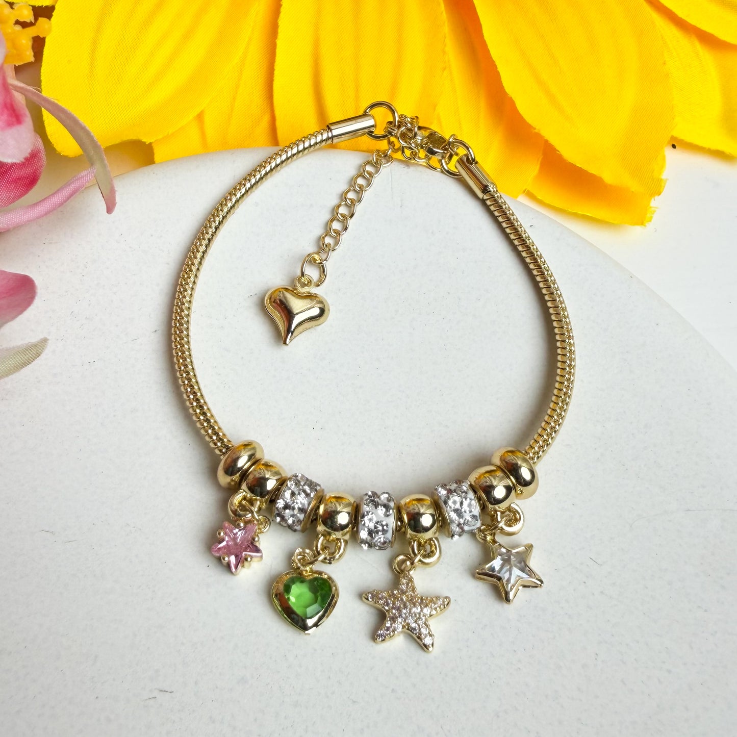 ✨ Dainty Gold Charm Bracelet 🌸