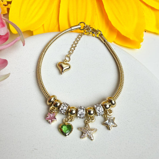 ✨ Dainty Gold Charm Bracelet 🌸