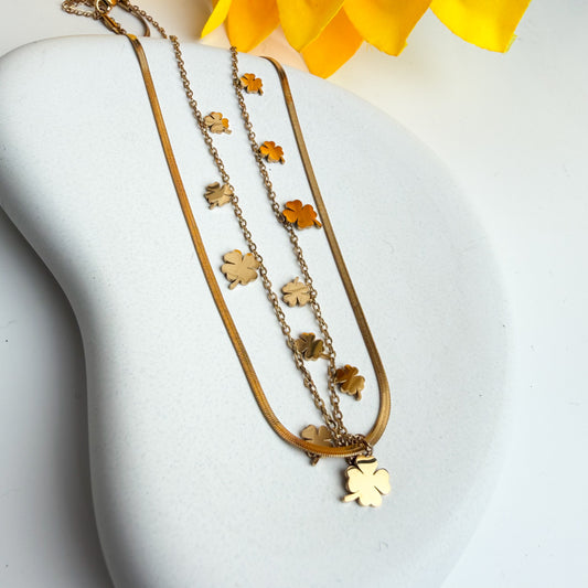 Golden Clover Layered Necklace Set 🍀✨
