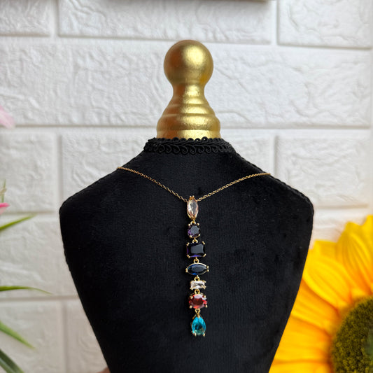 Rainbow Gem Drop Necklace