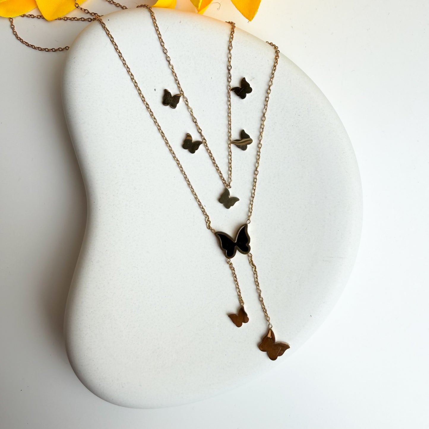 Golden Butterfly Layered Necklace