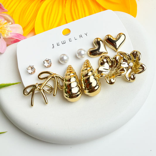 Golden Luxe 6-Pair Stud Set