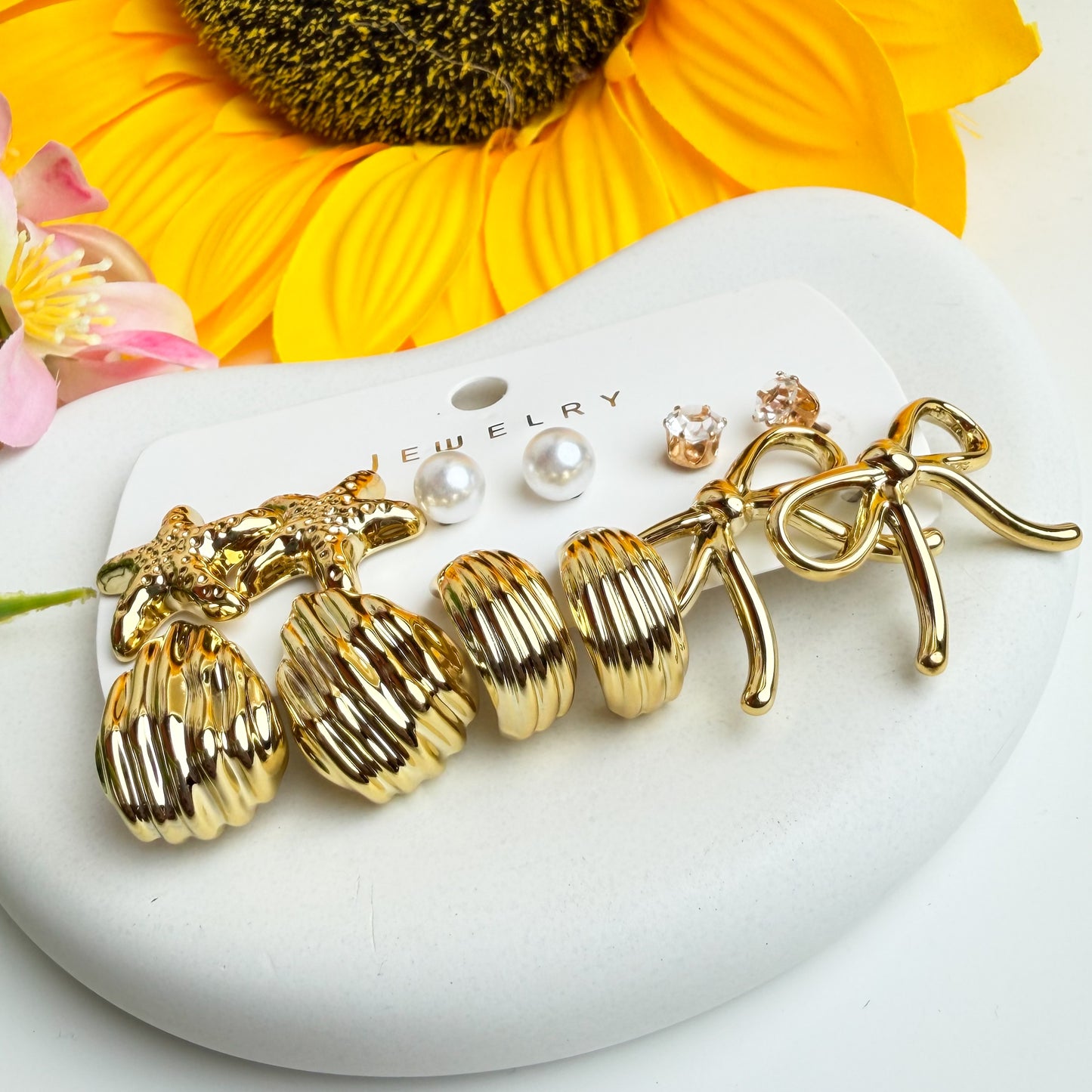 Golden Glam 6-Pair Stud Set
