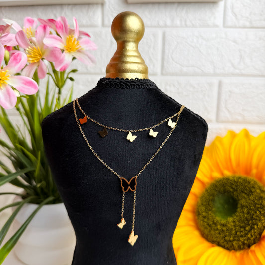 Golden Butterfly Layered Necklace