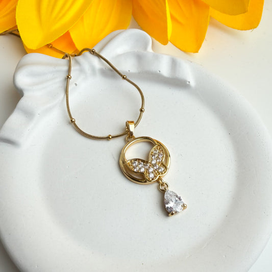 Butterfly Drop Charm Necklace 🦋💎