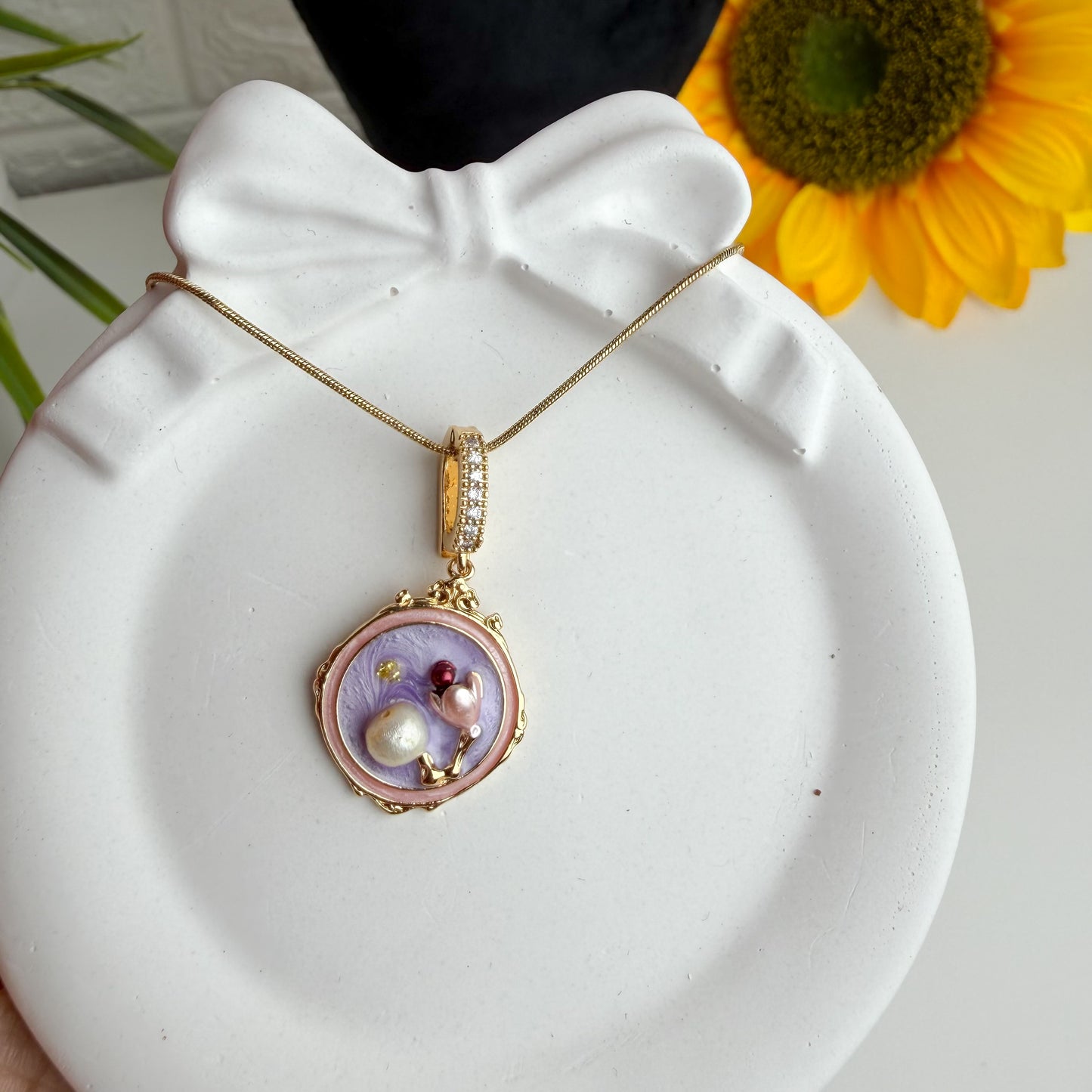 Pearl Bloom Locket Necklace