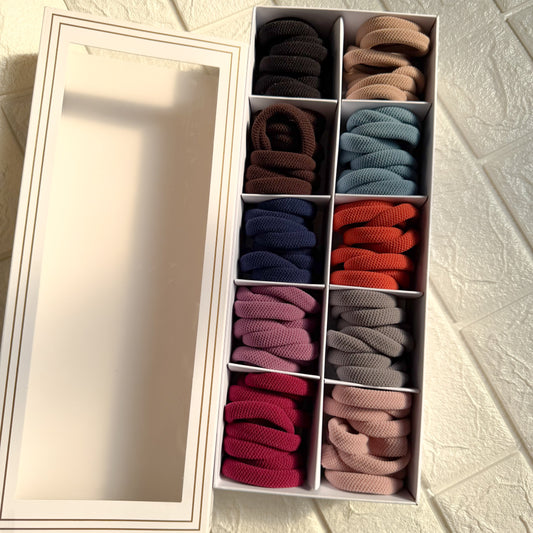 100 pcs Premium Knitted Hair Ties Box 🎀